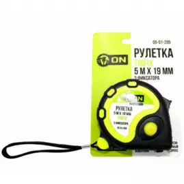 Рулетка TRIFIX 5м х 19мм, обрезиненный корпус, 3 фиксатора Рулетка TRIFIX 5м х 19мм, обрезиненный корпус, 3 фиксатора