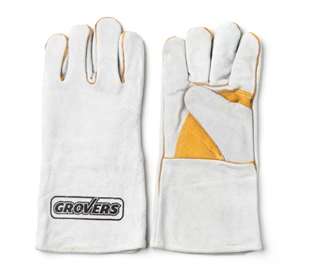Краги спилковые Grovers H-796-YP, бело-желтые